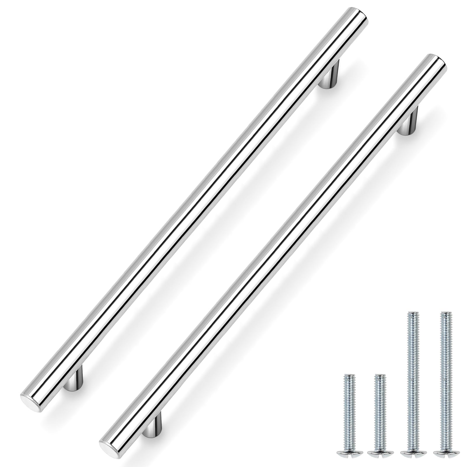 Probrico 30 Pack 10 Inch Polished Chrome Cabinet Pulls Euro T Bar Cabinet Handles, Polished Drawer Pulls Stainless Steel Cabinet Hardware, Chrome