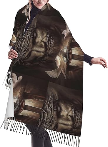 ZTUOECV Bufanda con borlas, chal envolvente para mujer, vestidos de noche de otoño e invierno, bufandas, regalos cristianos únicos