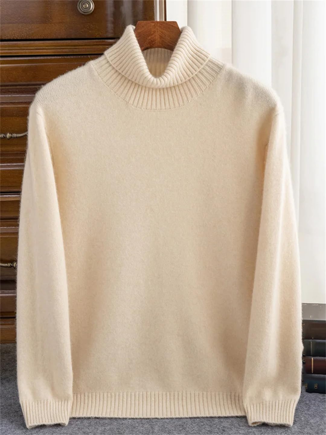 Maglione da uomo a collo alto invernale caldo tinta unita maglieria Pullover