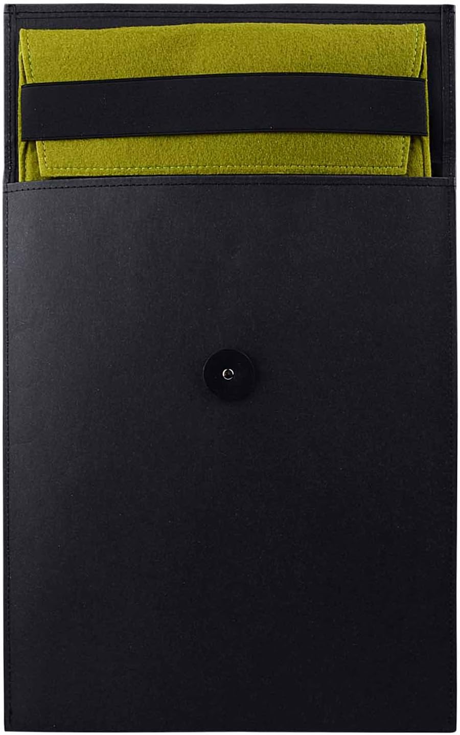 Phenas 13-nch to 13.3-Inch Macbook Sleeve Waterproof Kraft Paper File Bag With Wool Felt Sleeve For Macbook Air/Pro/Retina, Black with Green