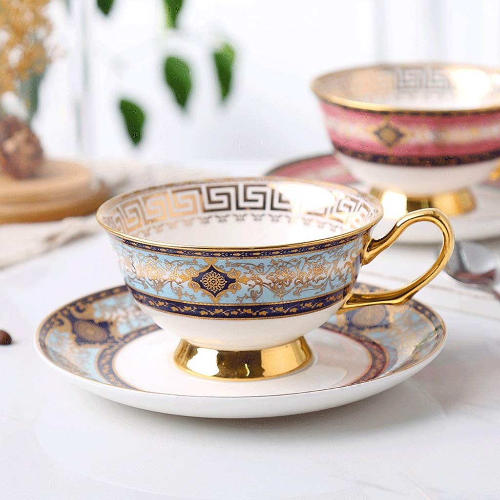 Set di tazze da tè in porcellana Bone China, tazza da caffè europea di fascia alta per colazione, tazza da tè pomeridiana inglese di lusso da 210 ml con design squisito per la casa