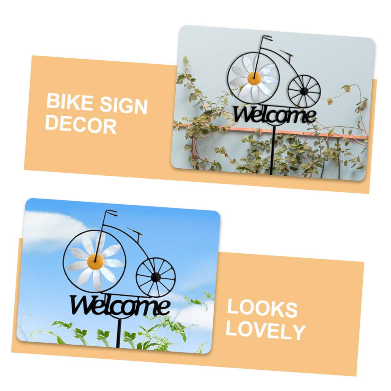 Mipcase Piquet de Jardin en Fer Motif Vélo, Décoration Délicate pour Pelouse et Jardin, Facile à Utiliser, pour Cour Arrière