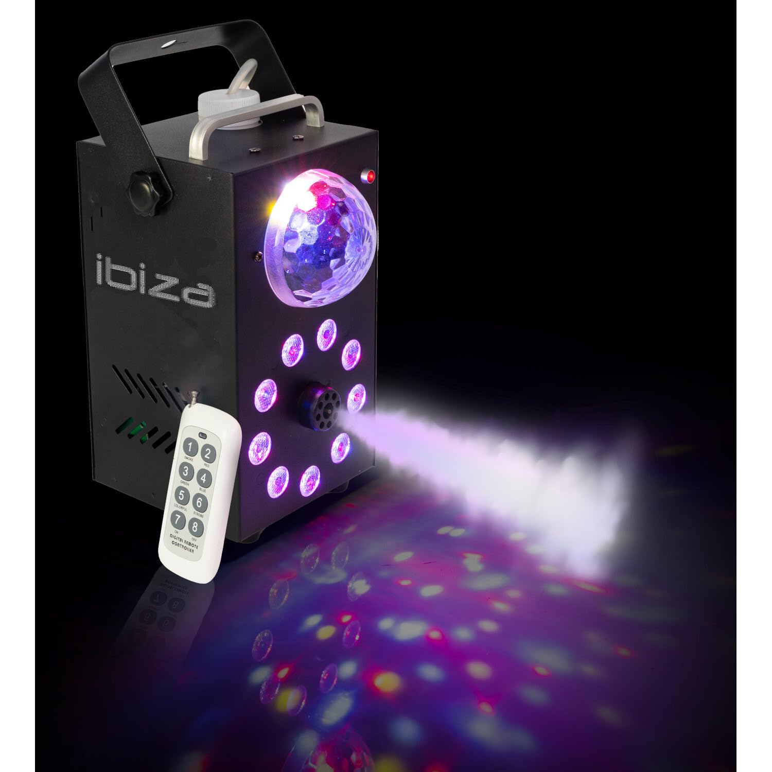Générique Pack Lumières IBIZA LIGHT - Ensemble Jeux Lumières Stroboscope Astro Derby - Machine Fumée LEDS RGB FOGGY-ASTRO Soirée Cadeau Fête