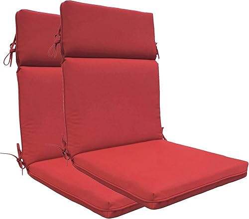 Miniatura 1 de BOSSIMA Juego de 2 cojines de repuesto para sillas de respaldo alto para interiores y exteriores (Olefin rojo brillante)