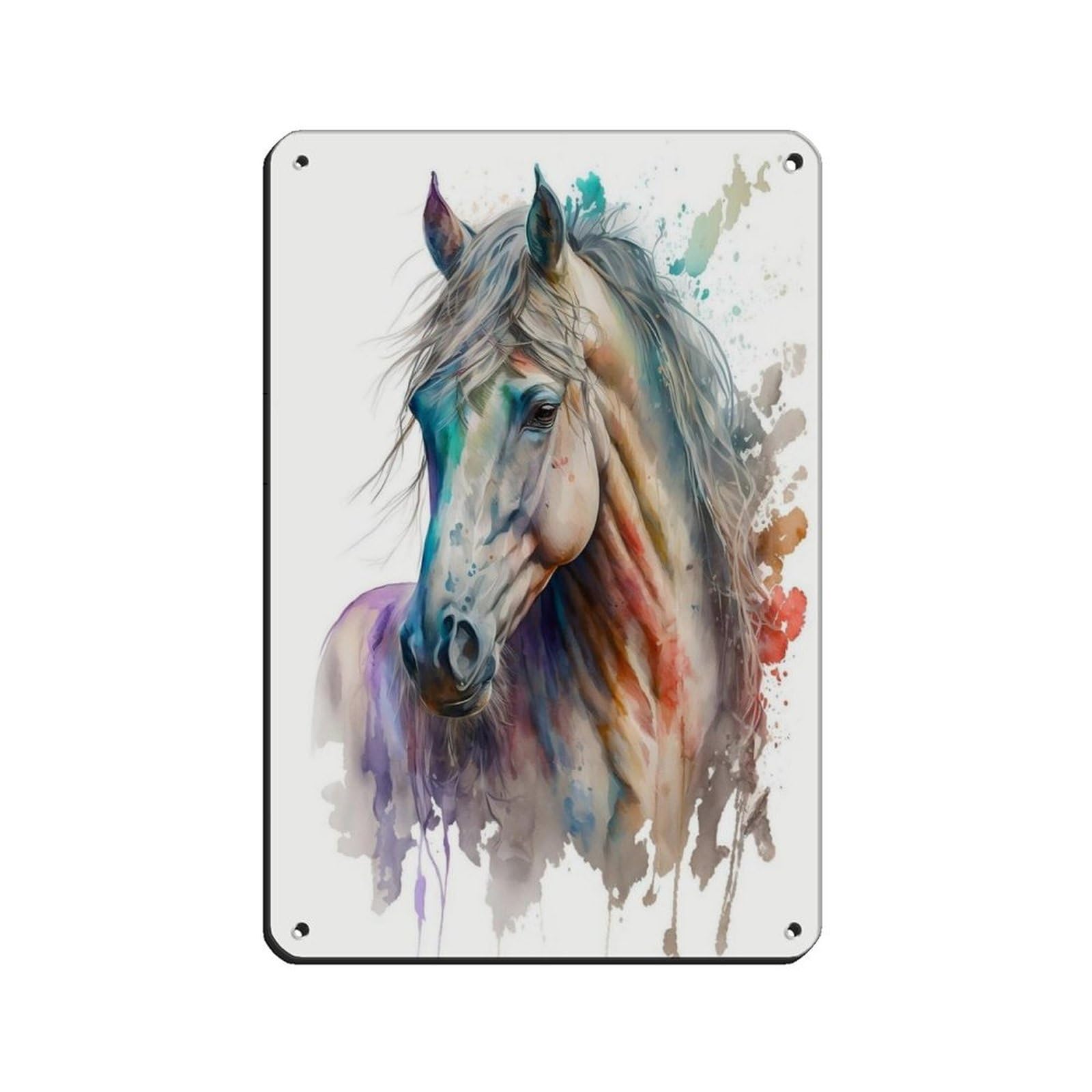 Watercolor Horse, Art Poster Tin Sign Vintage Metal Pub Club Cafe Bar Home Wall Art Decoration Poster Retro 8x12inch(20x30cm)