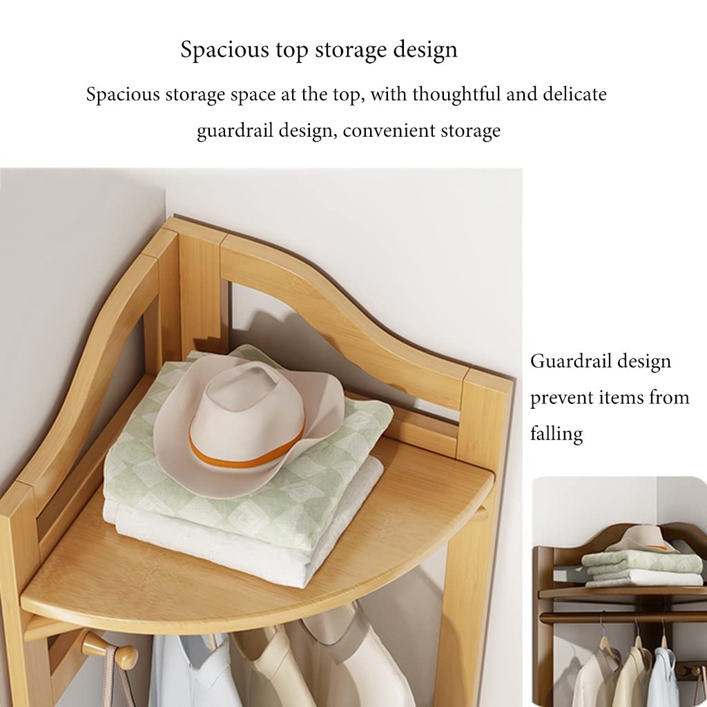 Árbol de entrada con almacenamiento de zapatos y perchero, soporte de esquina independiente para organización del hogar u oficina, diseño de madera natural, ideal para espacios pequeños