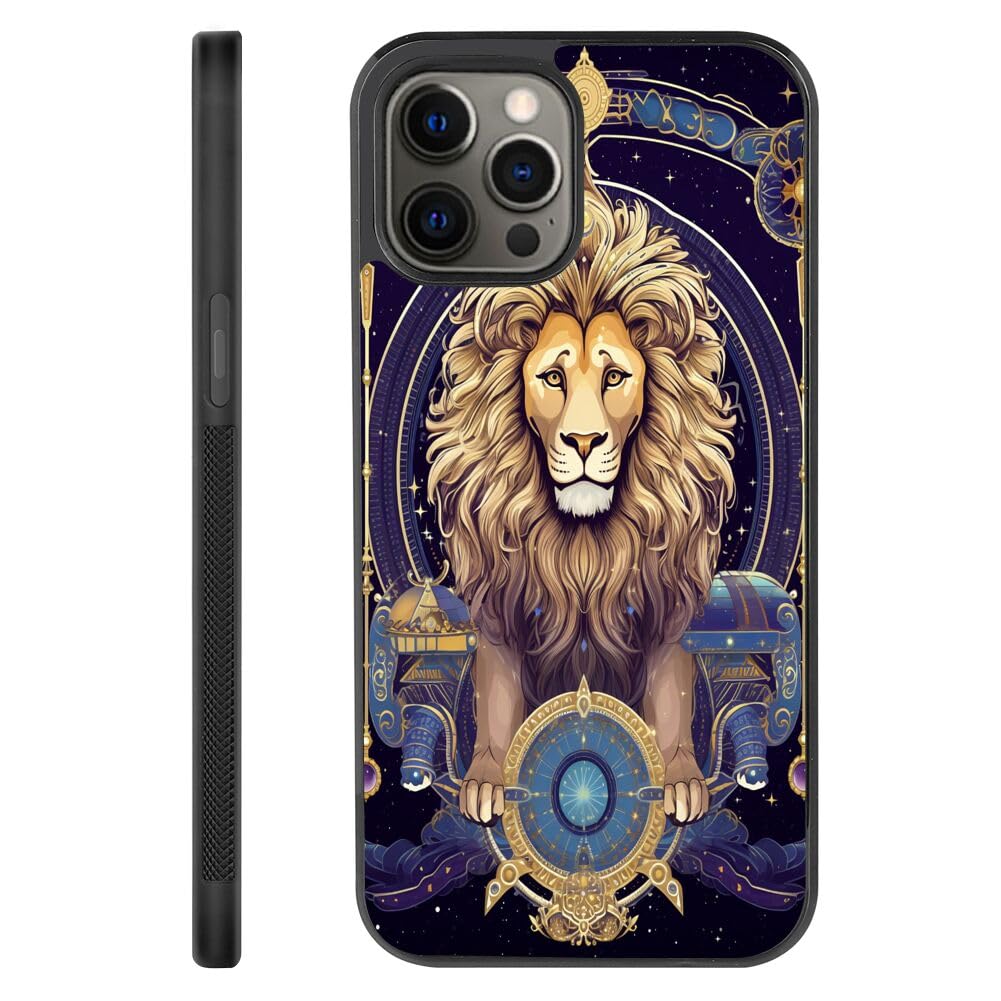 Xioolia Case Suitable for iPhone 12 Pro Max Leo Designer Art702 Design Pattern Soft Black TPU Rubber and PC Anti-Slip Full Body Protective Phone Case