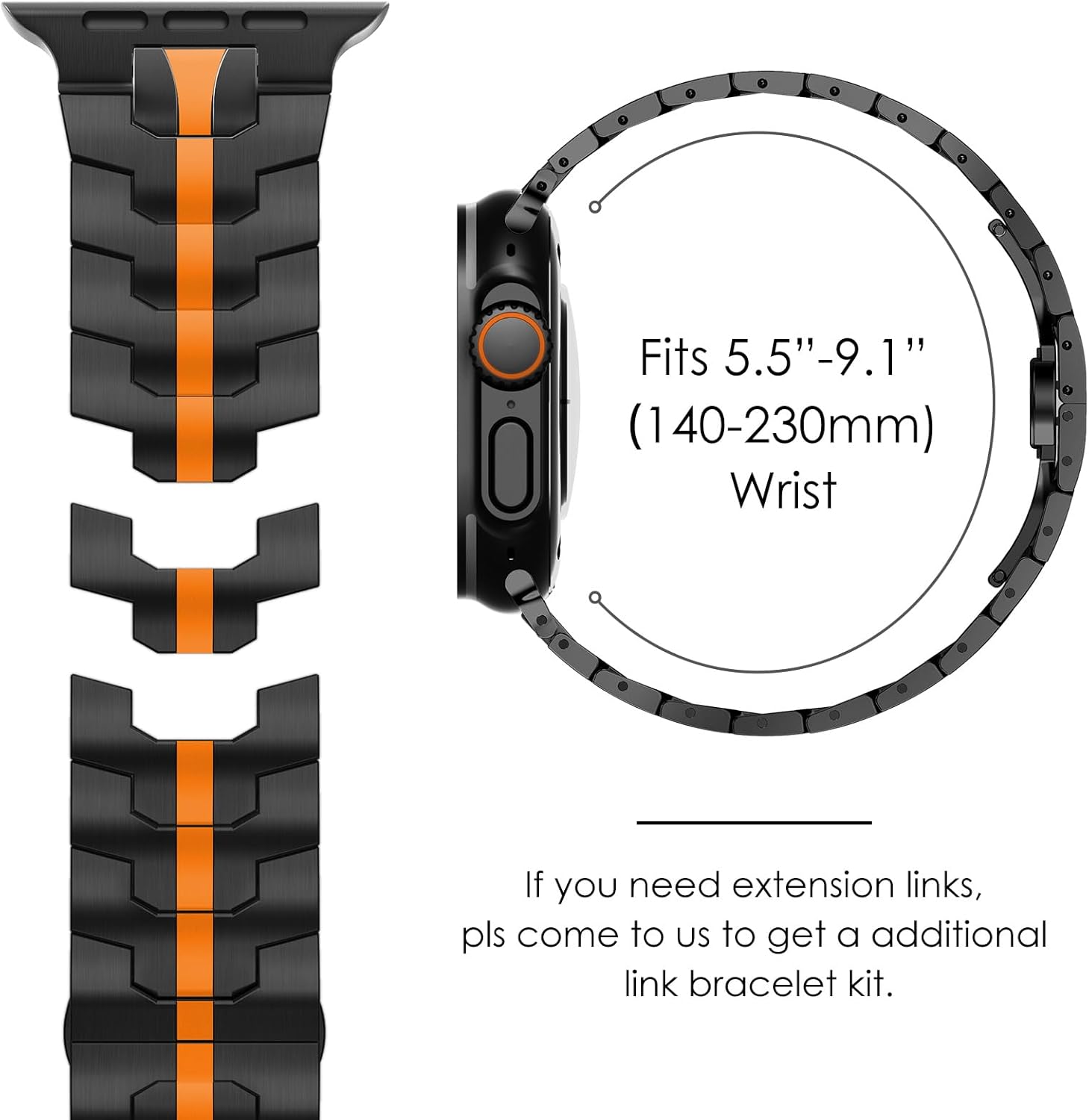 CHANCHY Stainless Steel Band for Apple Watch Band Apple Watch Ultra 3/2/1 Band 49mm, Series 11/10 46mm, 9/8/7 45mm, SE3/SE2/SE 6/5/4 44mm, 3/2/1 42mm, Metal Strap with Folding Clasp for Men, Titanium - Image 5