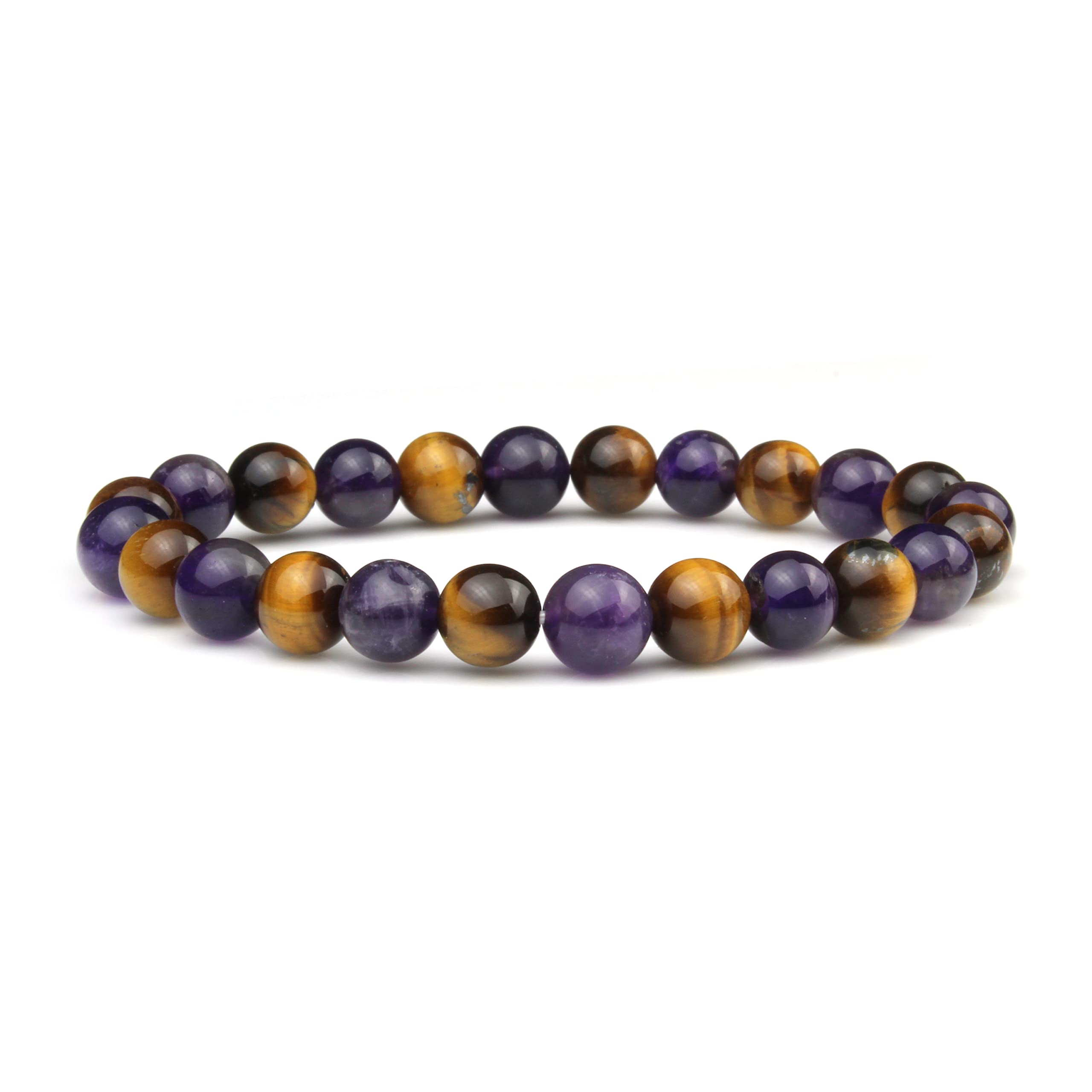 REMEDYWALA Charged Activated Combination Bracelet 8mm Double Protection Bracelet Natural Gemstone Bracelet for Healing | Multicolour bracelet (Amethyst and Tiger Eye) (B0BRCH89V2) Amazon Price History, Amazon Price Tracker