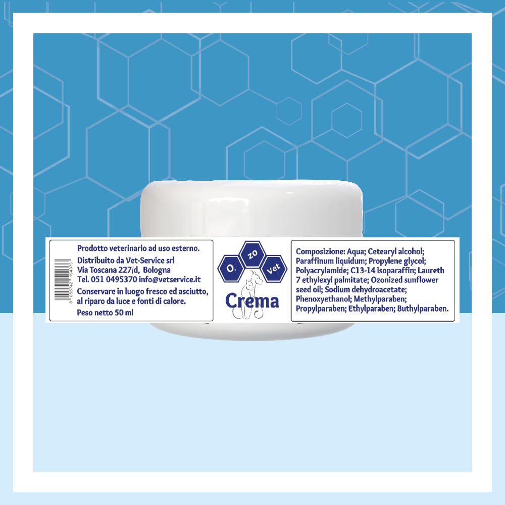 Ozo-Vet | Crema Gatto 100 ml | Riattivazione Cutanea Gatto, Dermatite Gatto, Lenitivo per Piaghe e Pododermatiti
