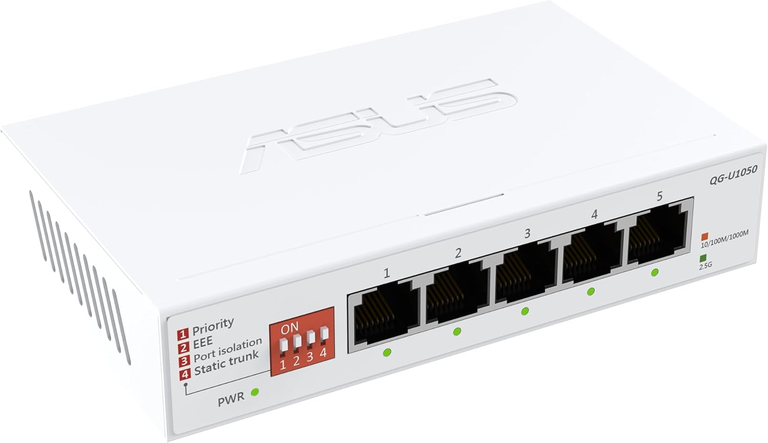 ASUS QG-U1050, 5-Port 2.5G Unmanaged Switch, Support 4 Intelligent Modes, Home Network Hub, Office Ethernet Splitter, Plug and Play, Easy Setup, Desktop, Silent Operation, TAA Compliant