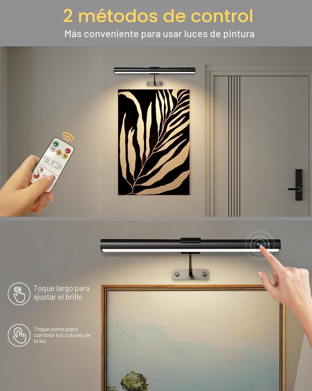 GOVSSING Lámpara Inalámbrica para Cuadros, 4000mAh Recargable, 40CM Con Mando a Distancia, 3 Modos de Iluminación, Regulable para Pintar Cuadros