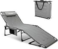 Vista 13 de KingCamp Sillas de descanso Chase acolchadas de gran tamaño, silla de bronceado plegable extra ancha, ajustable, 5 posiciones, 400 libras, tumbona