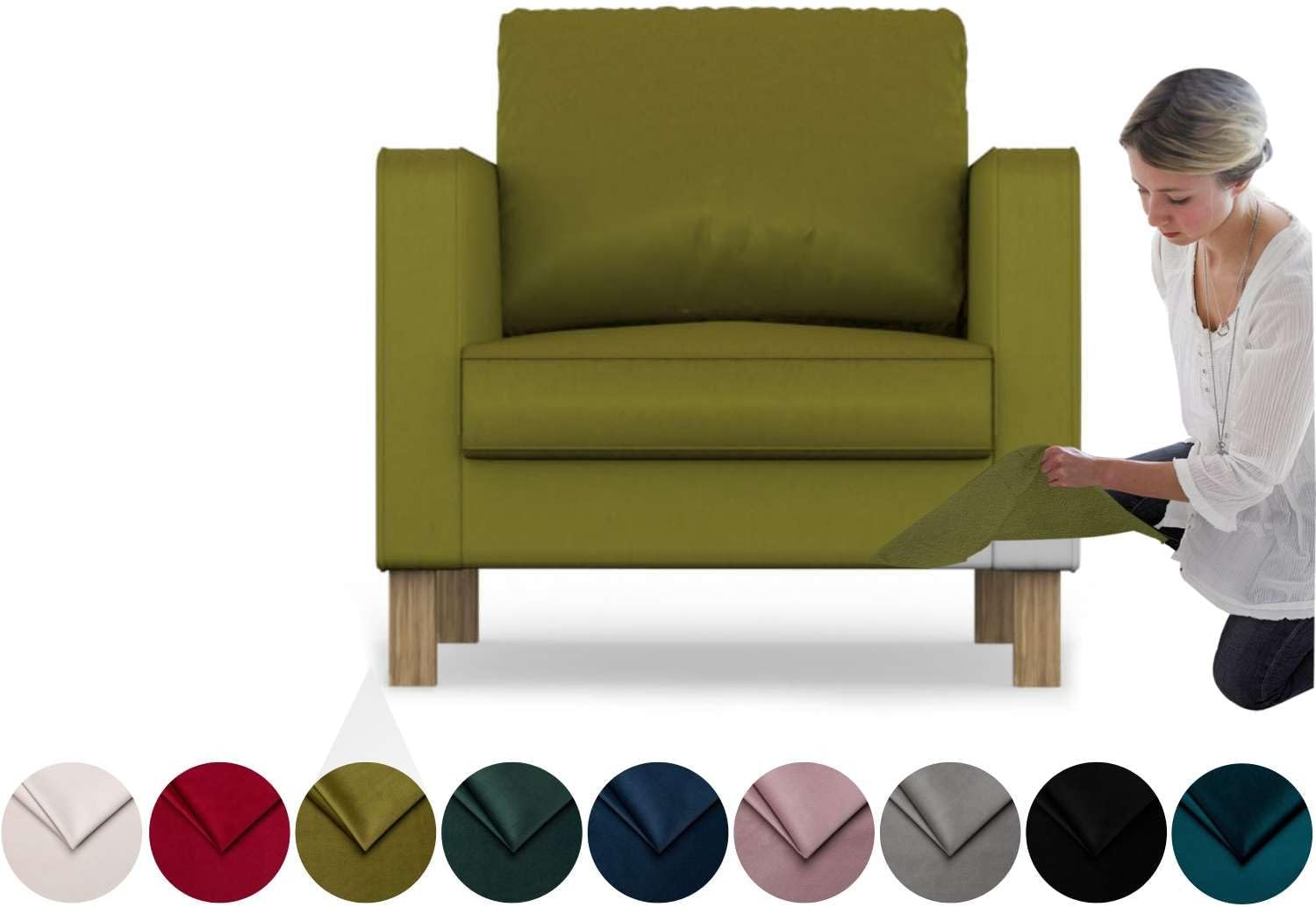comfortly Cover for Karlanda Armchair, Replacement Slipcover, Heavy Duty 3 pcs Cover, Soft Durable Washable Pet-Friendly Fabric, Easy to Clean & Replace (Tiffany - Olive)