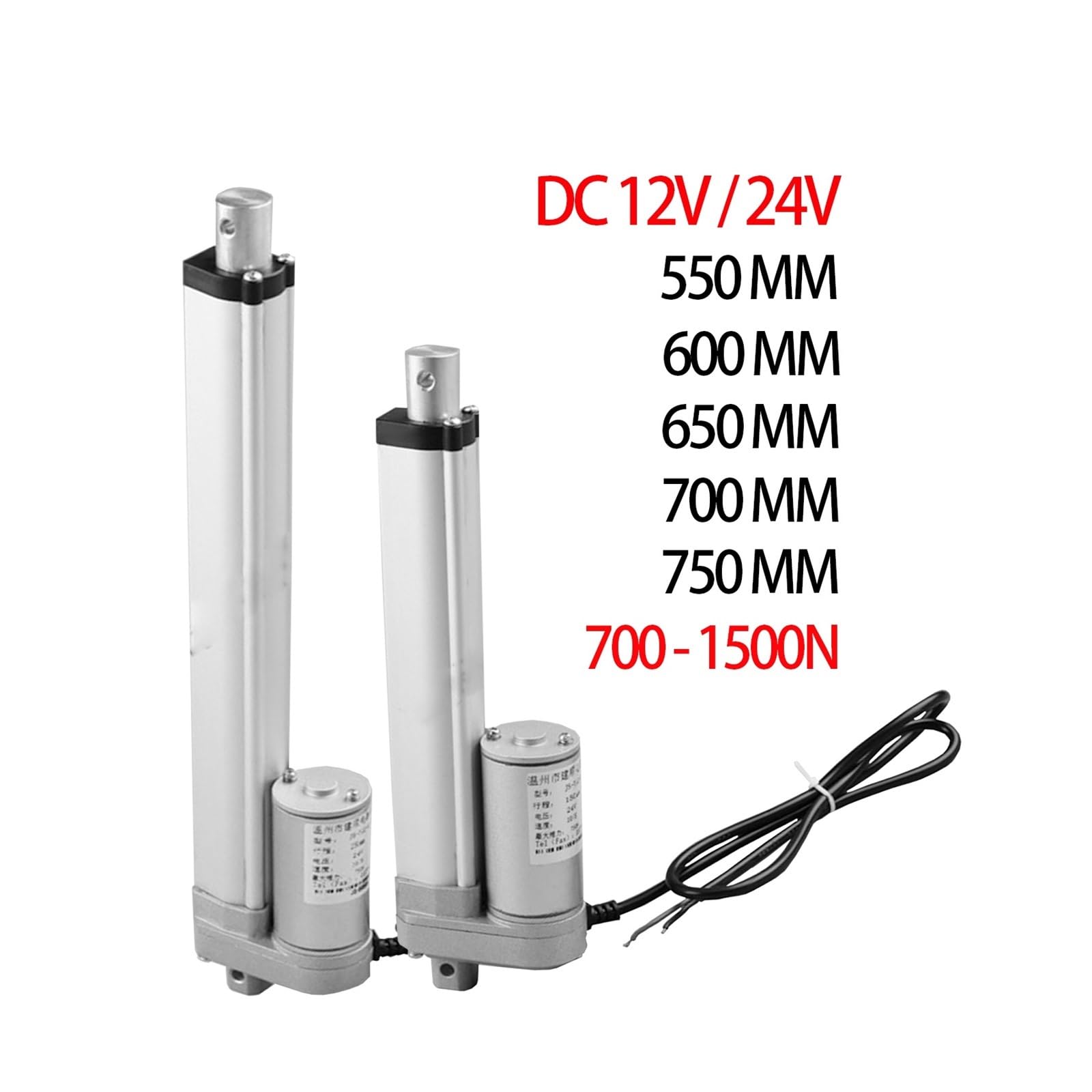 Siłownik liniowy DC 12V/24V 550MM 600MM 650MM 700MM 750MM skok siłownik silnika elektrycznego pilot zdalnego sterowania Do pojazdów mechanicznych i kamperów(12V 900N 16mm,Stroke 650MM)