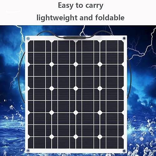 Miniatura 2 de Batería solar portátil, panel solar flexible monocristalino de 50 W, módulo fotovoltaico de alta eficiencia para acampar en casa, barco, automóvil,
