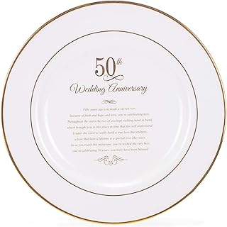 Dicksons Gold Tone 50th Wedding Anniversary 12.5 x 12.5 Porcelain Table Top Plate and Sign Plaque
