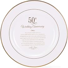 Dicksons Gold Tone 50th Wedding Anniversary 12.5 x 12.5 Porcelain Table Top Plate and Sign Plaque