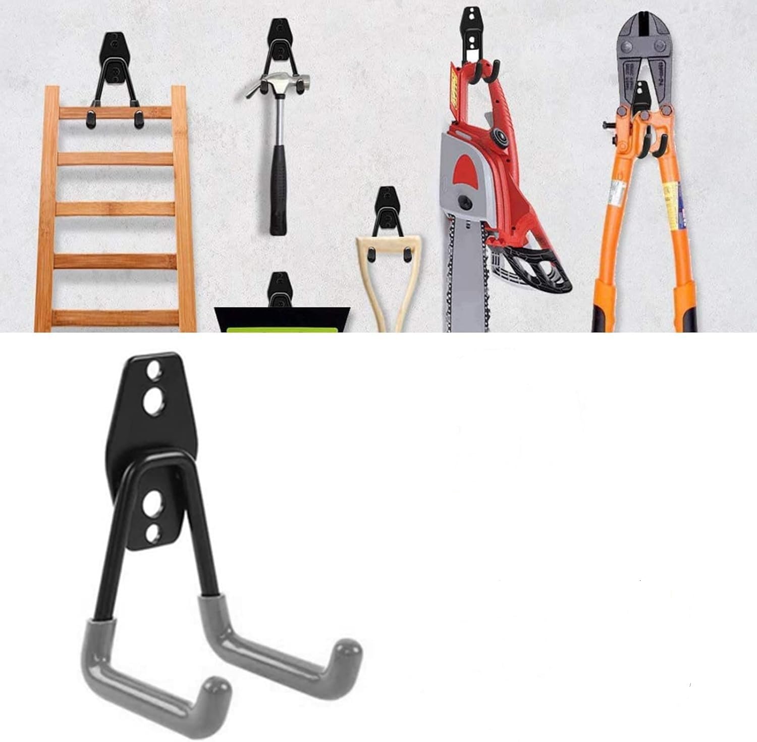 Garage Wall Hook,Utility Storage Hooks,Wall Mount Hanger Organizer with Anti-Slip Coating for Hook Garden Tools,Multi-Use Hook for Metal Cabinet,Pegboard Indoor&Outdoor Hanging