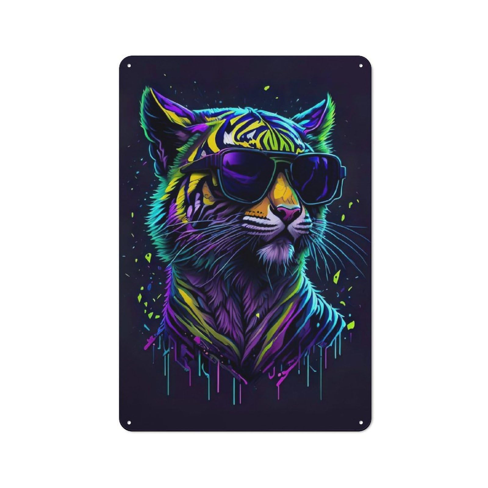Junmoney Cute Whimsical Tiger Smart Office Metal Sign 30X20cm, Study Room Decor For Home Office, Reading Corner Or Bedroom