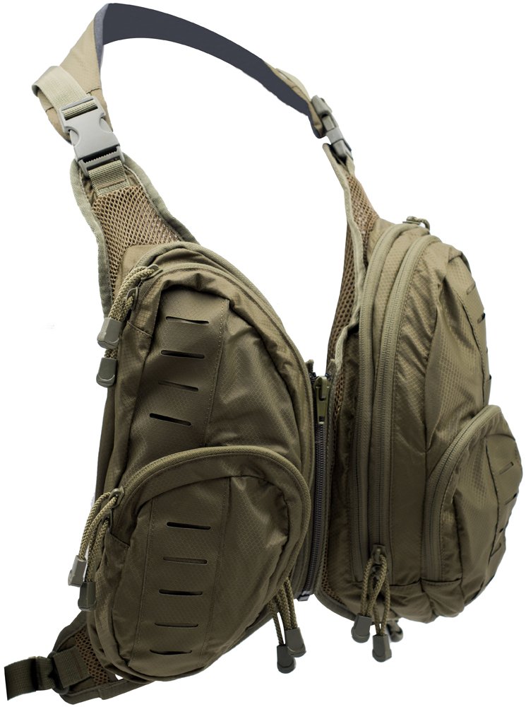 LA Police Gear Tactical Chest Pack Attachment, Vest Pocket Storage System, Backpack Chest Pockets - OD Green