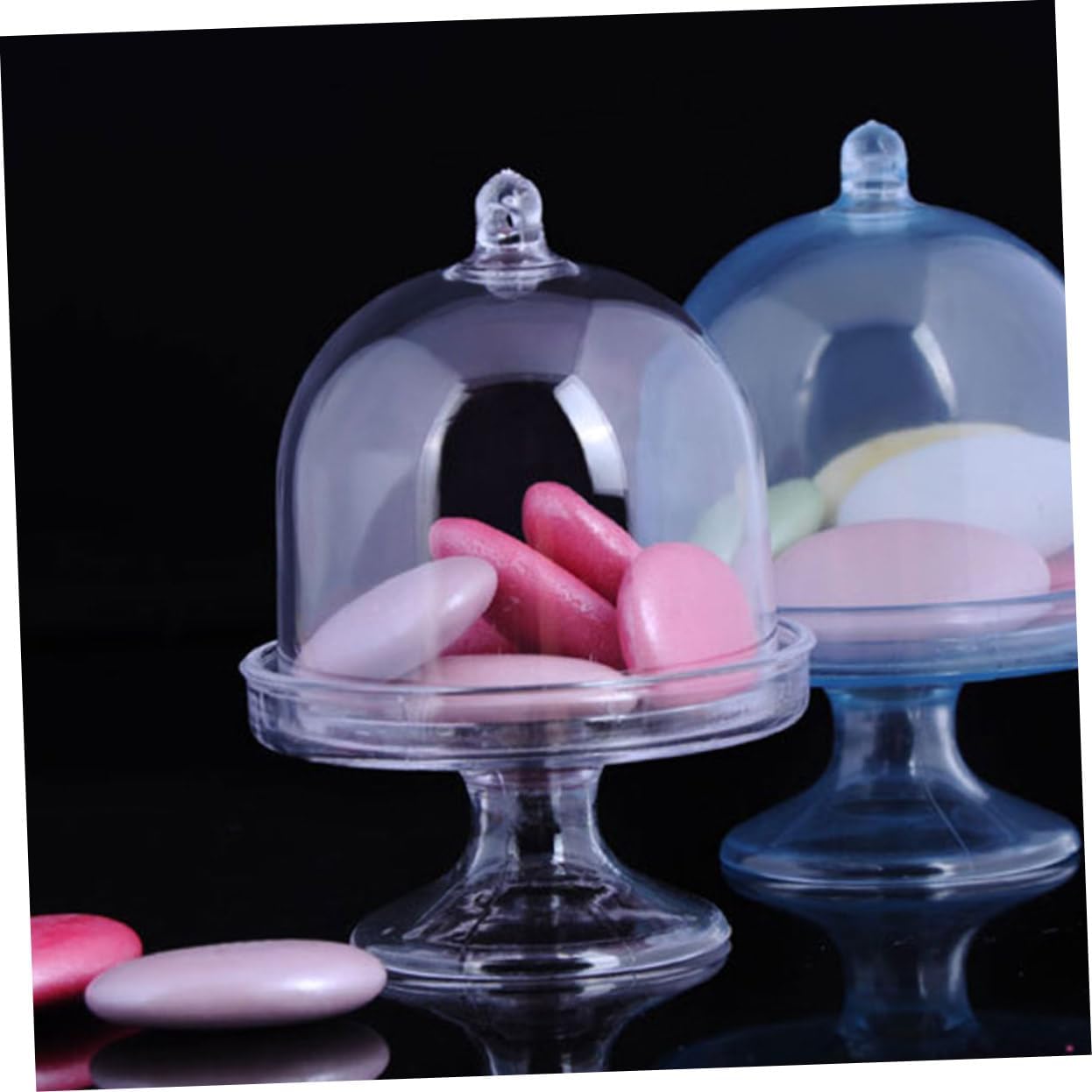 SECFOU 12pcs Transparent Candy Display Plate Dessert Tray for Birthdays Weddings and Holidays Elegant Candy Holder for Treats and Sweets