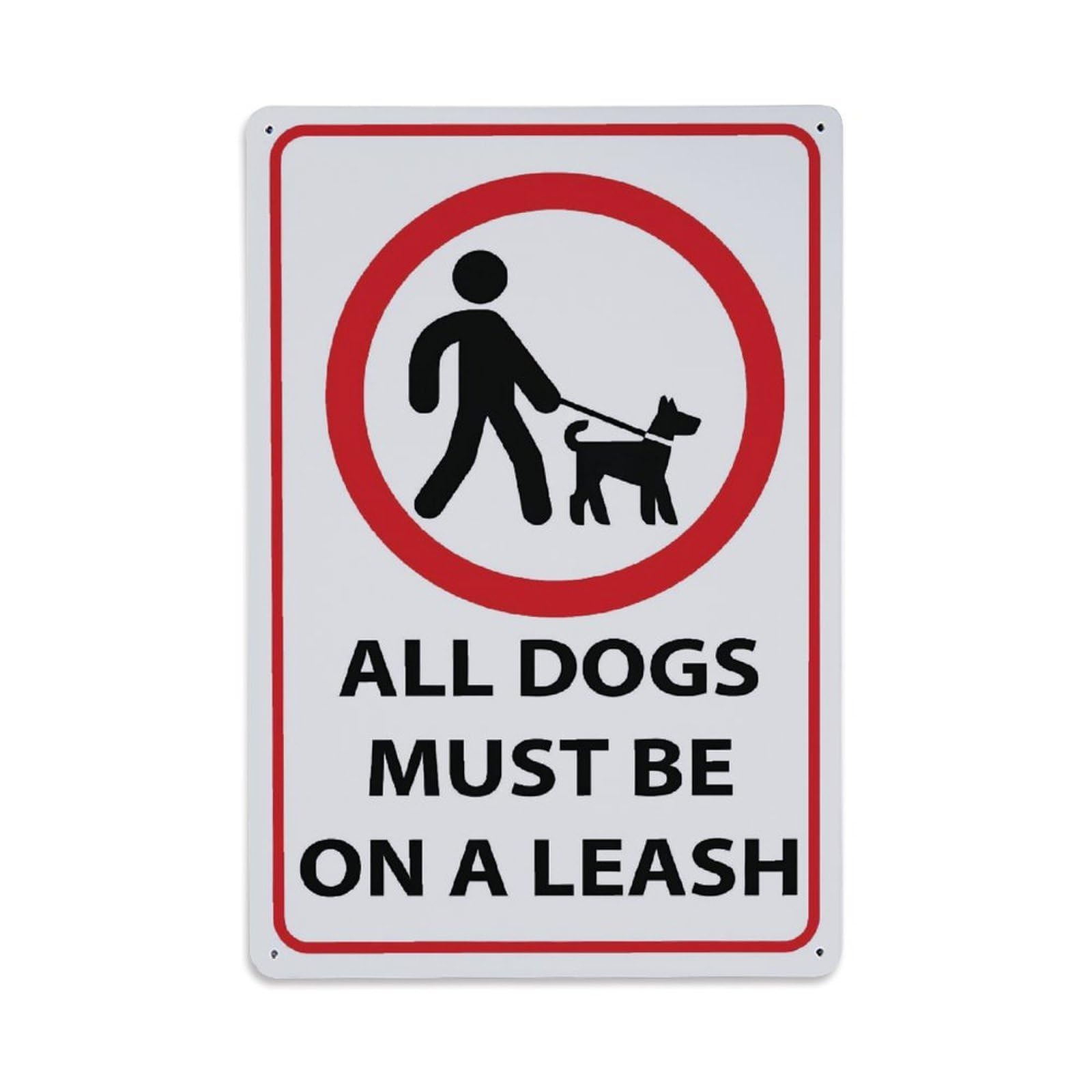 All Dogs Must Be On A Leash Sign Vintage Aluminium Metal Sign, Retro Wall Decor for Home, Bar, Garage & Farmhouse 30x20cm
