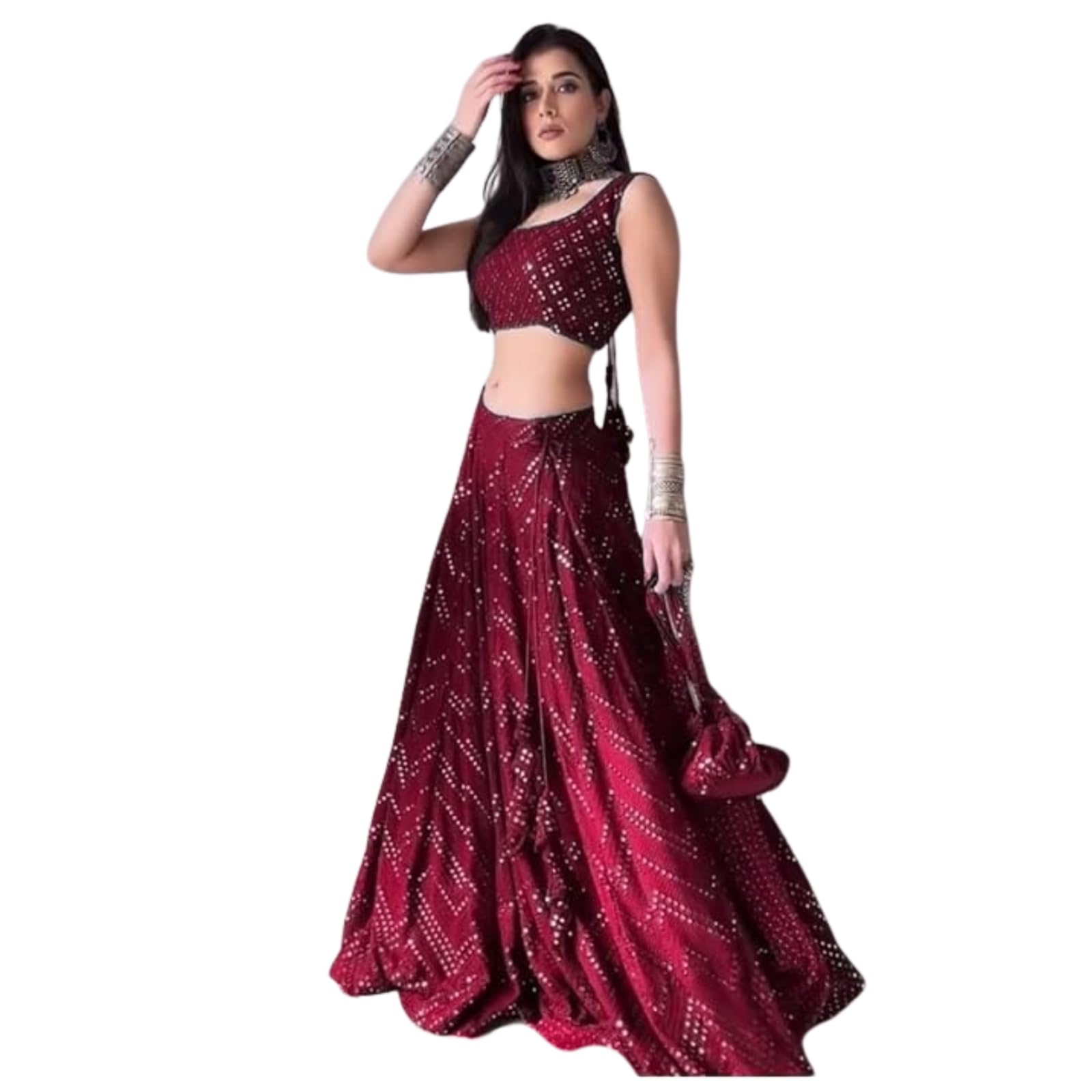 249-zaalima fashion Generic Women's Silk Embroidered Semi Stitched Lehenga Choli (BZ_AR Maroon C Free)-picture-15
