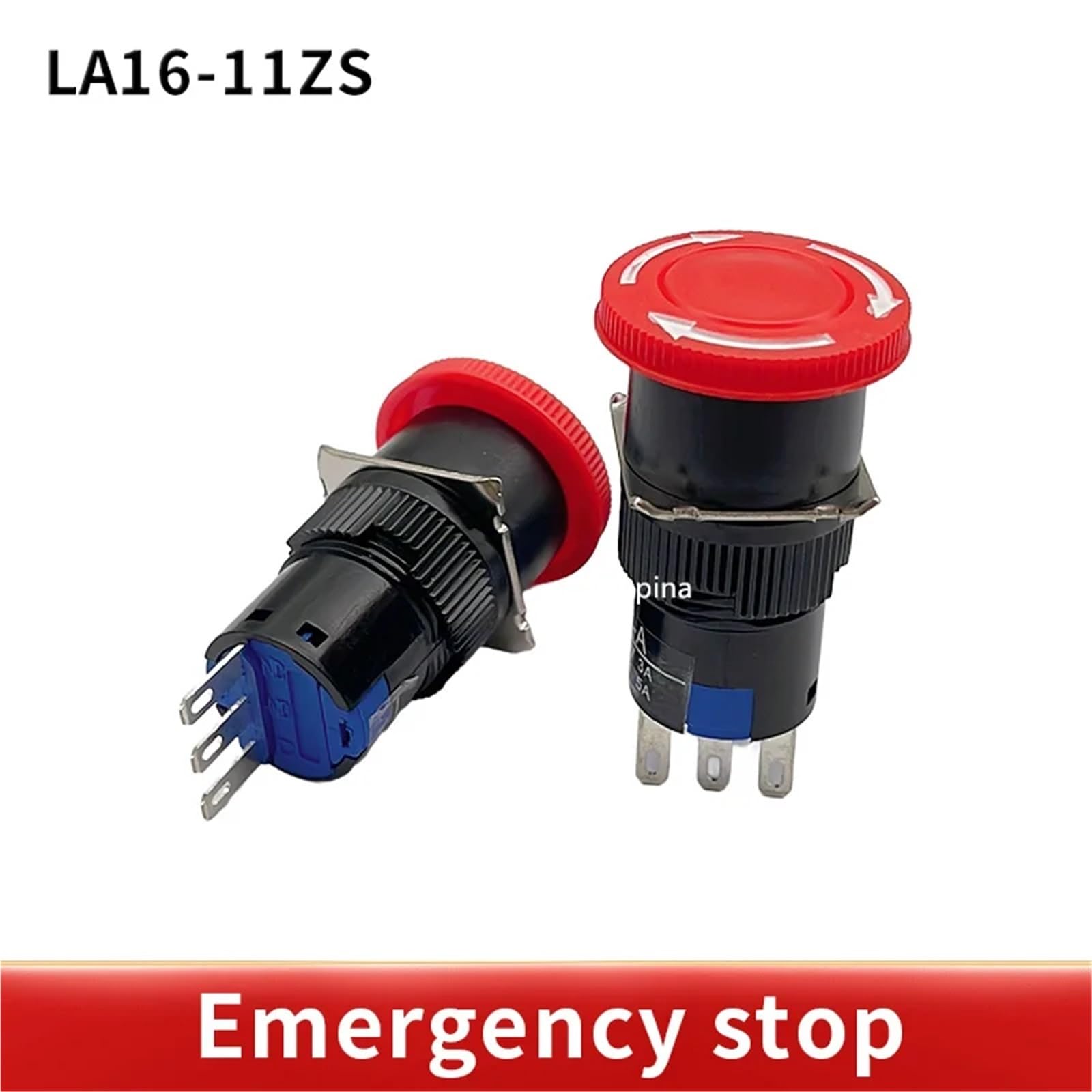 Bouton-poussoir d'arrêt d'urgence en forme de champignon rouge, 2 pièces, DC 30V 3A/AC 250V 1A