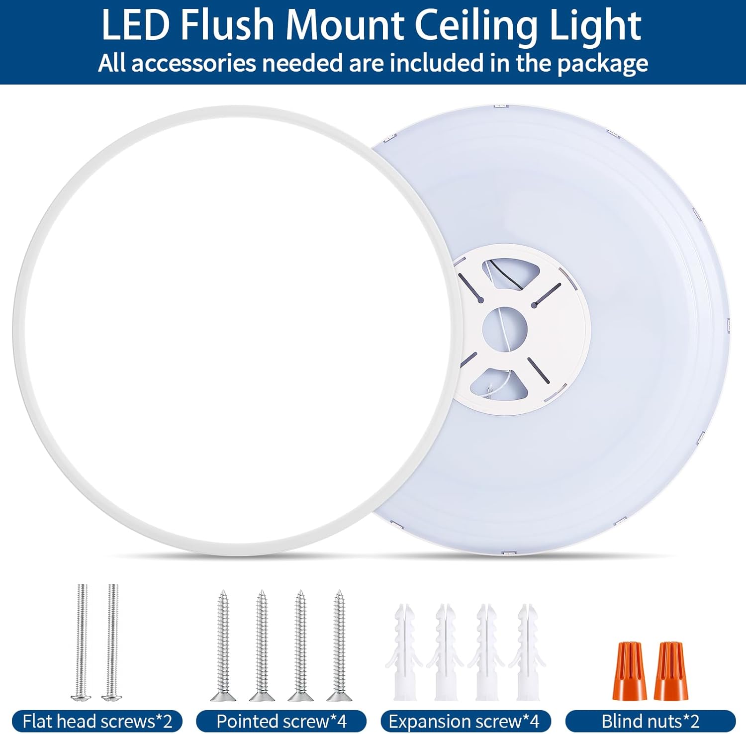 24 inch Dimmable LED Ceiling Light Fixture, Ultra Thin Flush Mount, 50W 5000LM, 3000K/4000K/6500K Selectable, White, Perfect for Bedroom, Kitchen, Dining Room, Living Room, Home Office, Hallway