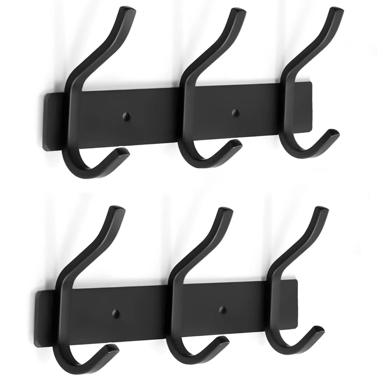 Porte manteau mural noir en acier inoxydable à 3 crochets lot de 2