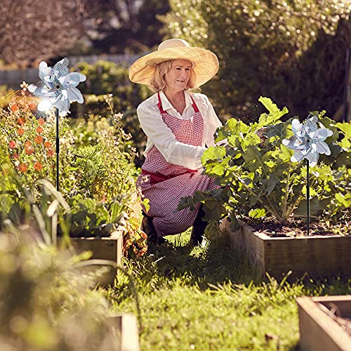 image for BATTIFE 12 Pack Pre-Assemble Sparkly Reflective Pinwheels | Silver Bir