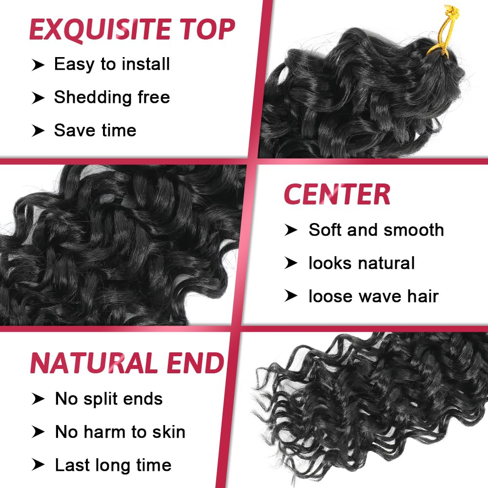 GoGo Curl Crochet Hair 18Inch 6Packs Synthetic Braiding Hair Extensions Curl Crotchet Hair for Women (18 Inch (Pack of 6), 1B#)