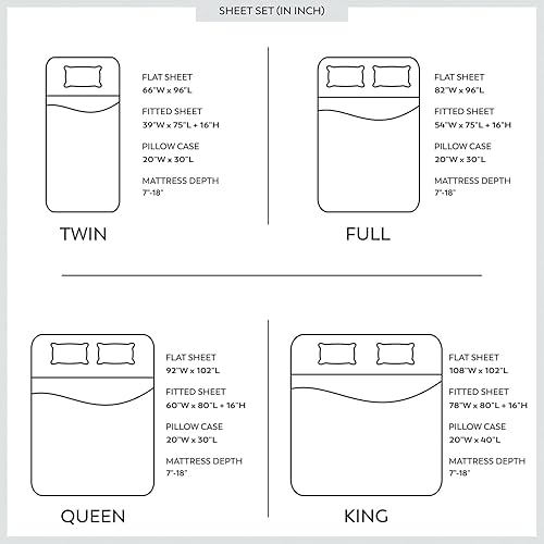 Miniatura 7 de Purity Home juego de sábanas frescas de 300hilos de tejido de percal de 100% algodón orgánico y ecológico, para colchones altos, para dormitorios