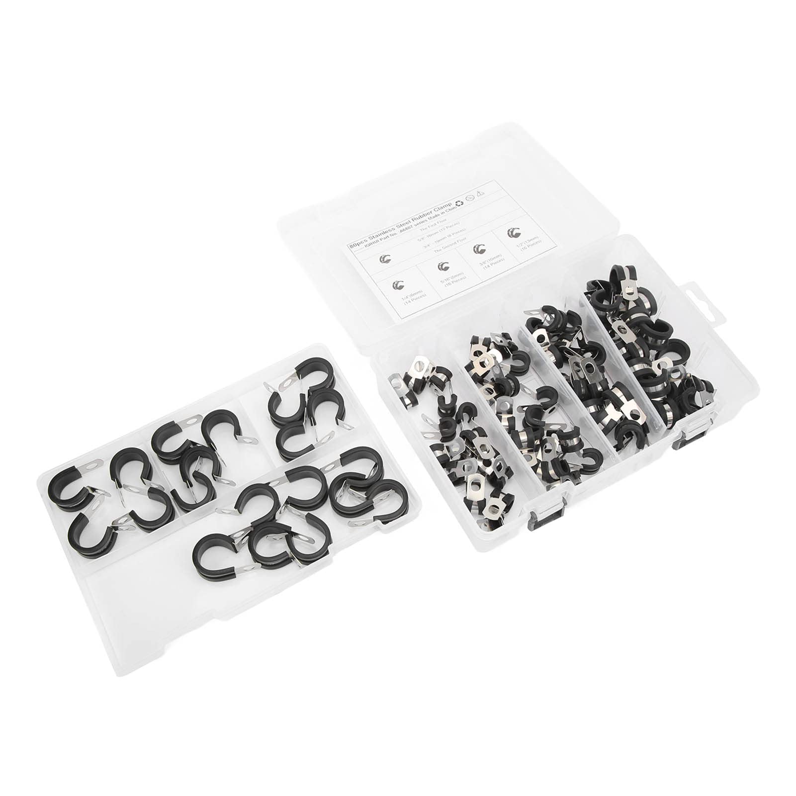 Set da 80 pezzi Morsetti per cavi Clip in acciaio inossidabile per supporto per tubo