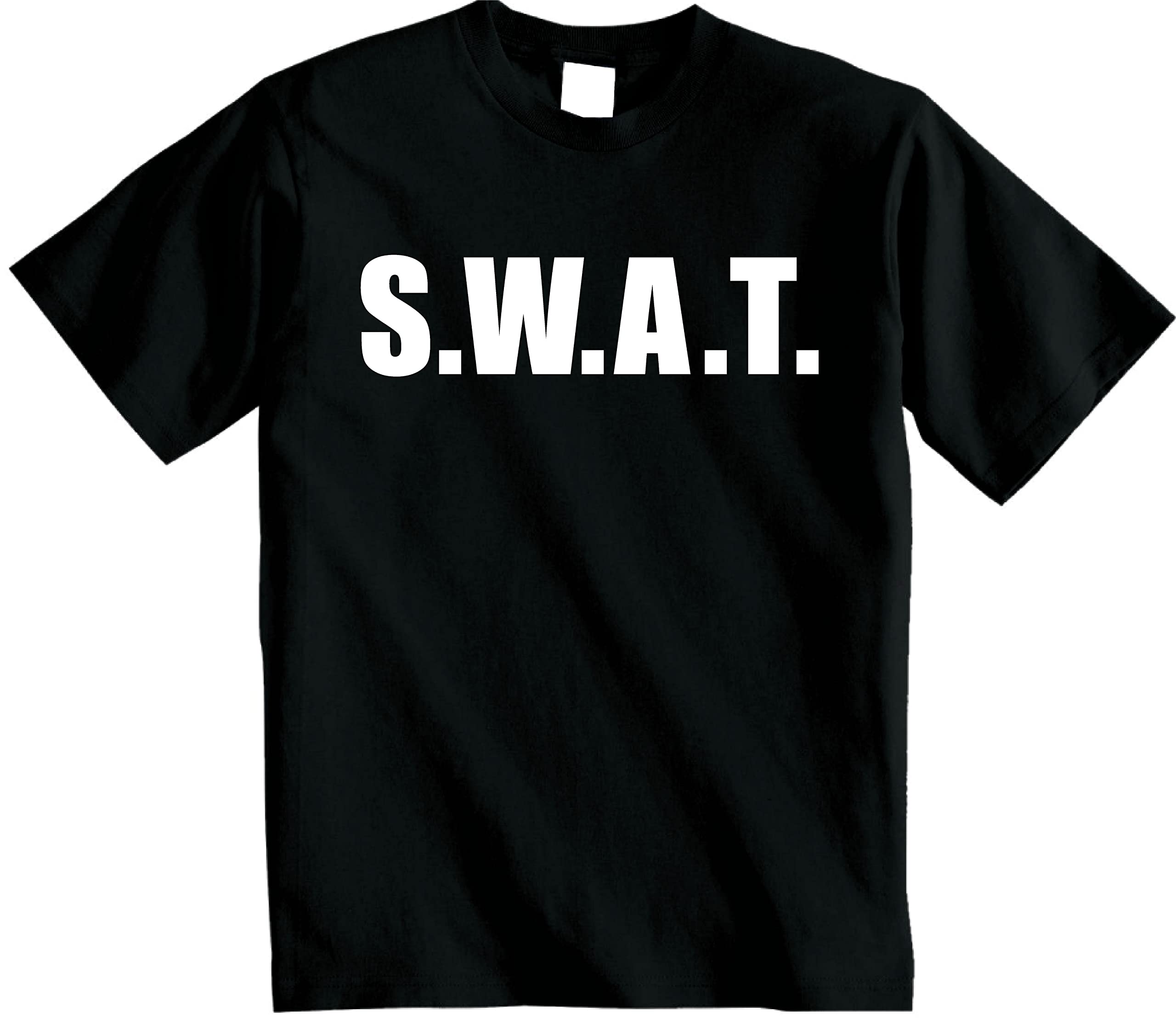 Shoebob Men's Black Swat T-Shirt | Unisex Security Fbi Fancy Dress Top | Combat Swat Police Tee (Large, )