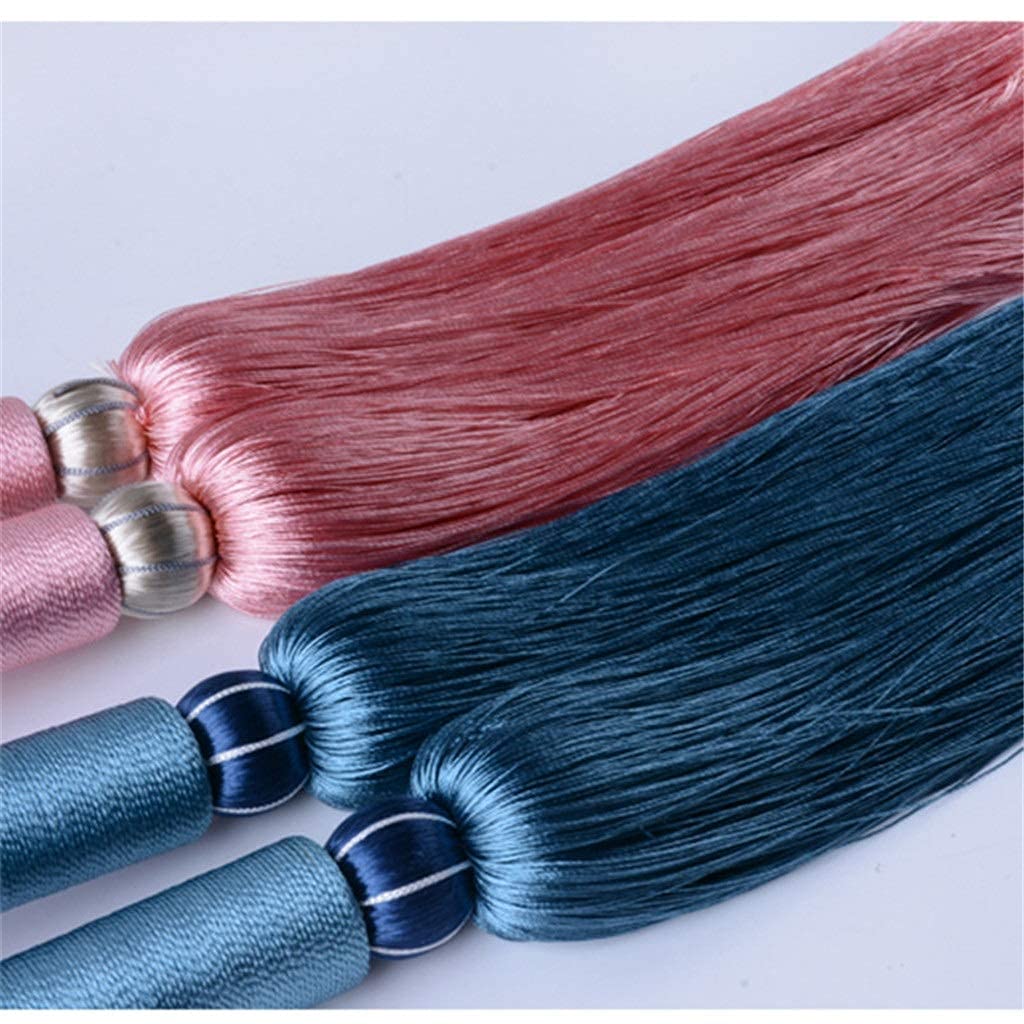 2 pcs Rideau Gland Brosse Frange Embrasses Suspendus Ceinture Boule Cordes Crochet Cintre Rideau Accessoires Attache Arrière Sangle Boucle (Kaki) (Bleu Ciel)