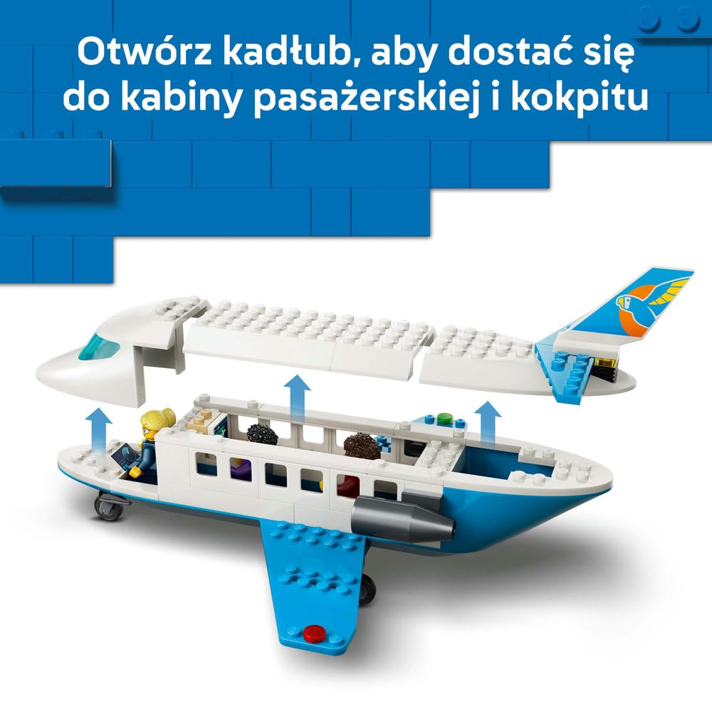 LEGO City Samolot pasażerski 60492 | Samolot dla dzieci 4+, zestaw klocków konstrukcyjnych, prezent dla chłopca i dziewczynki, łatwe budowanie, 118 elementów