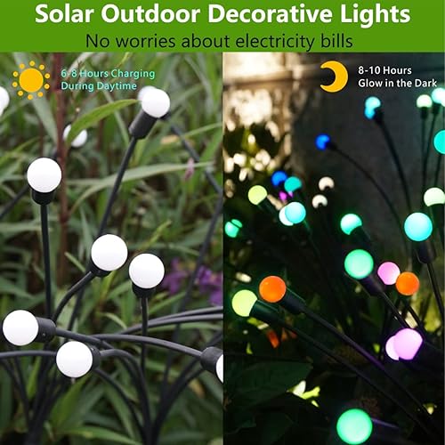 Miniatura 6 de Kinbrace Luz solar de jardín, luz de luciérnaga, luz solar oscilante mejorada, balanceo por el viento, luces solares para exteriores, decoración de