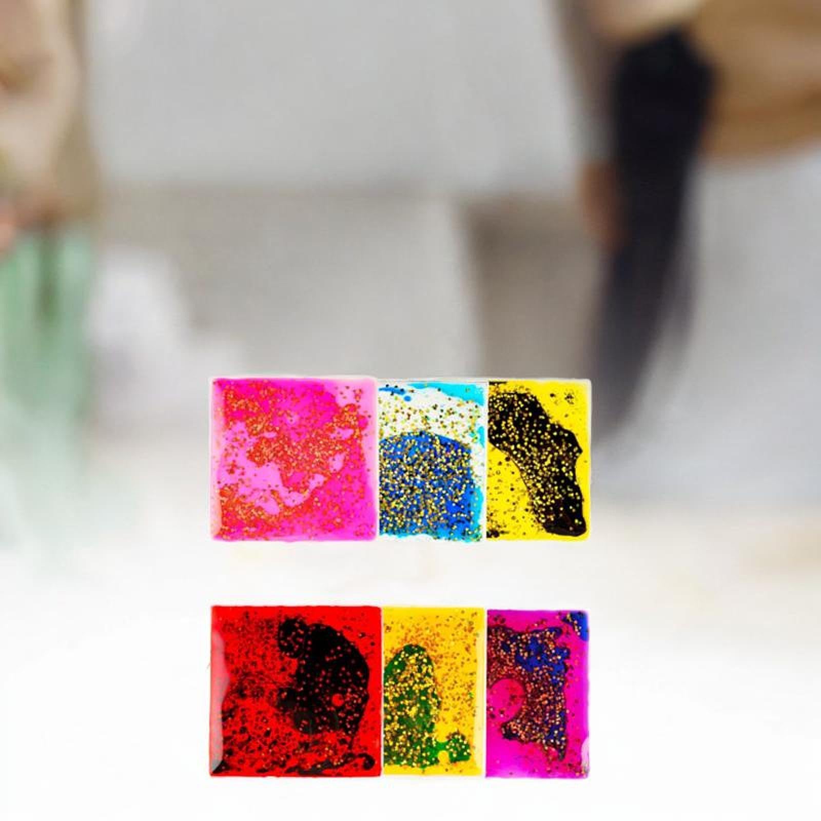 6 Stück Sensory Gel Liquid Spielzeug für Kinder mit Weicher TPU Beschaffenheit Fidget Flüssigkeitsbewegung Spielmatte Wasser Aktivitätspad Visuelle Un, Quadrat