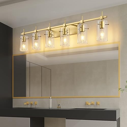 Vista 54 de SOLFART Lámparas doradas de 3 luces de baño para espejo, luces de tocador de baño, aplique de pared Dorado,Negro y dorado,Níquel cepillado,Negro