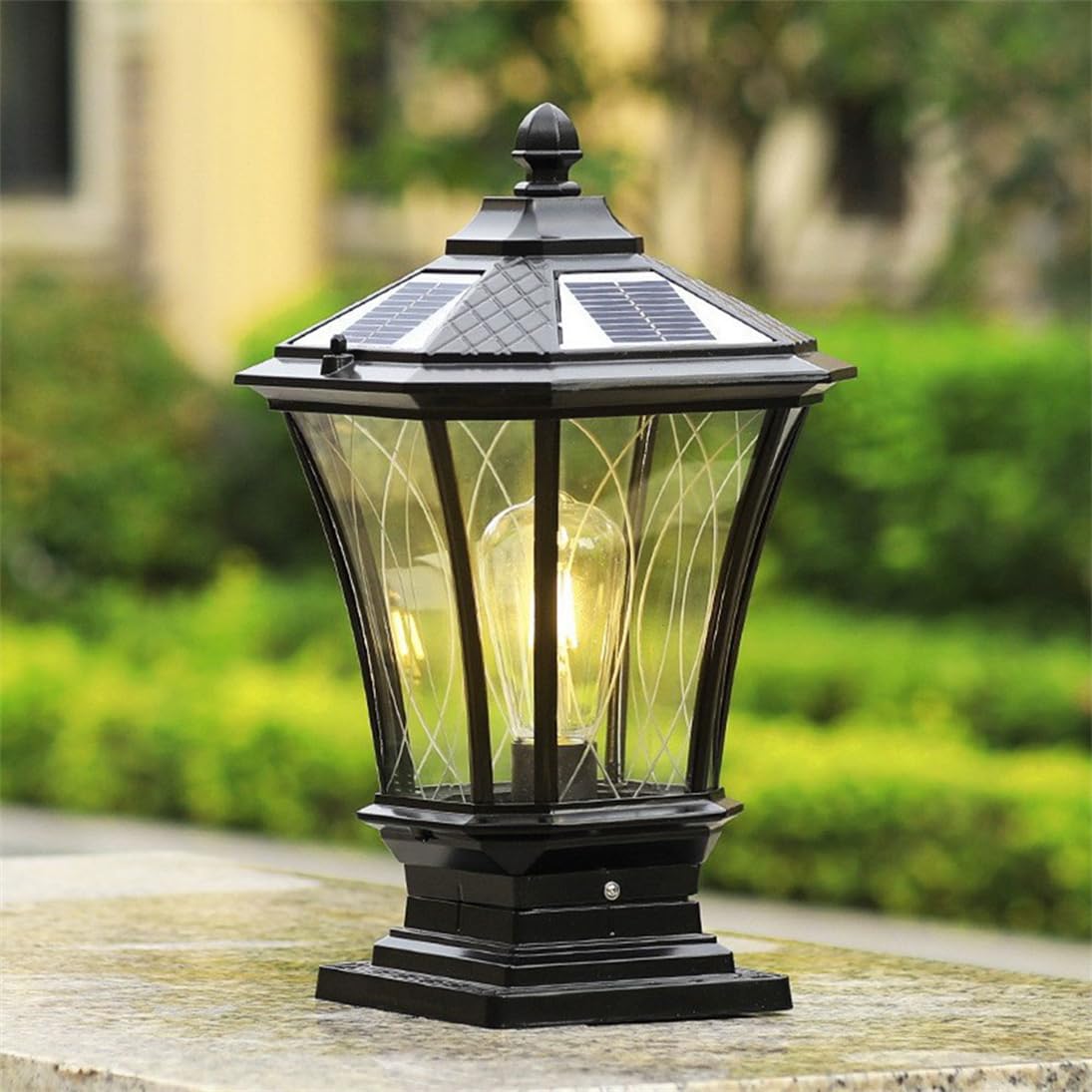 Lampada A Colonna Nera, Lampadina LED 3000K Con Sensore Crepuscolare