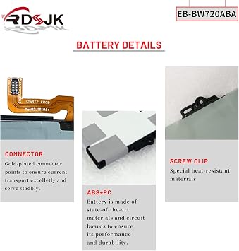 EB-BW720ABA EB-BW720ABE Laptop Battery for Samsung Galaxy Book 12 SM-W720 W720V W720N SM-W723 W723Q SM-W727 W727V W727Y SM-W728 Chromebook Plus V2 XE520QAB XE521QAB 4 4+ XE310XBA XE350XBA 7.7V 39.04Wh