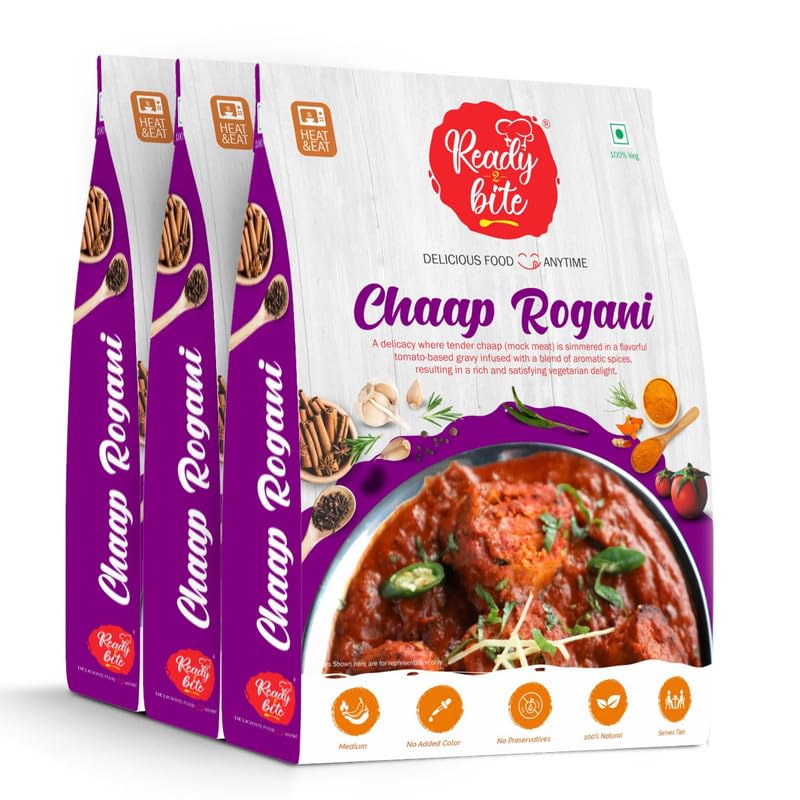 Ready 2 Bite Chaap Rogani (Pack of 3) Special Delicious Natural Veg Instant Food Ready to Eat In Few Minutes | Slow Cooked Heat | Microwaveable| No Artificial Colour | No Preservative (B0CTZMXLJZ) Amazon Price History, Amazon Price Tracker