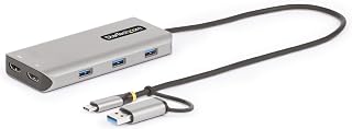 StarTech.com StarTech.com Adaptador Multipuertos USB-C, HDMI Doble (4K30Hz/1080p60Hz), Hub 3x USB-A, Mini Docking Station de Viajes