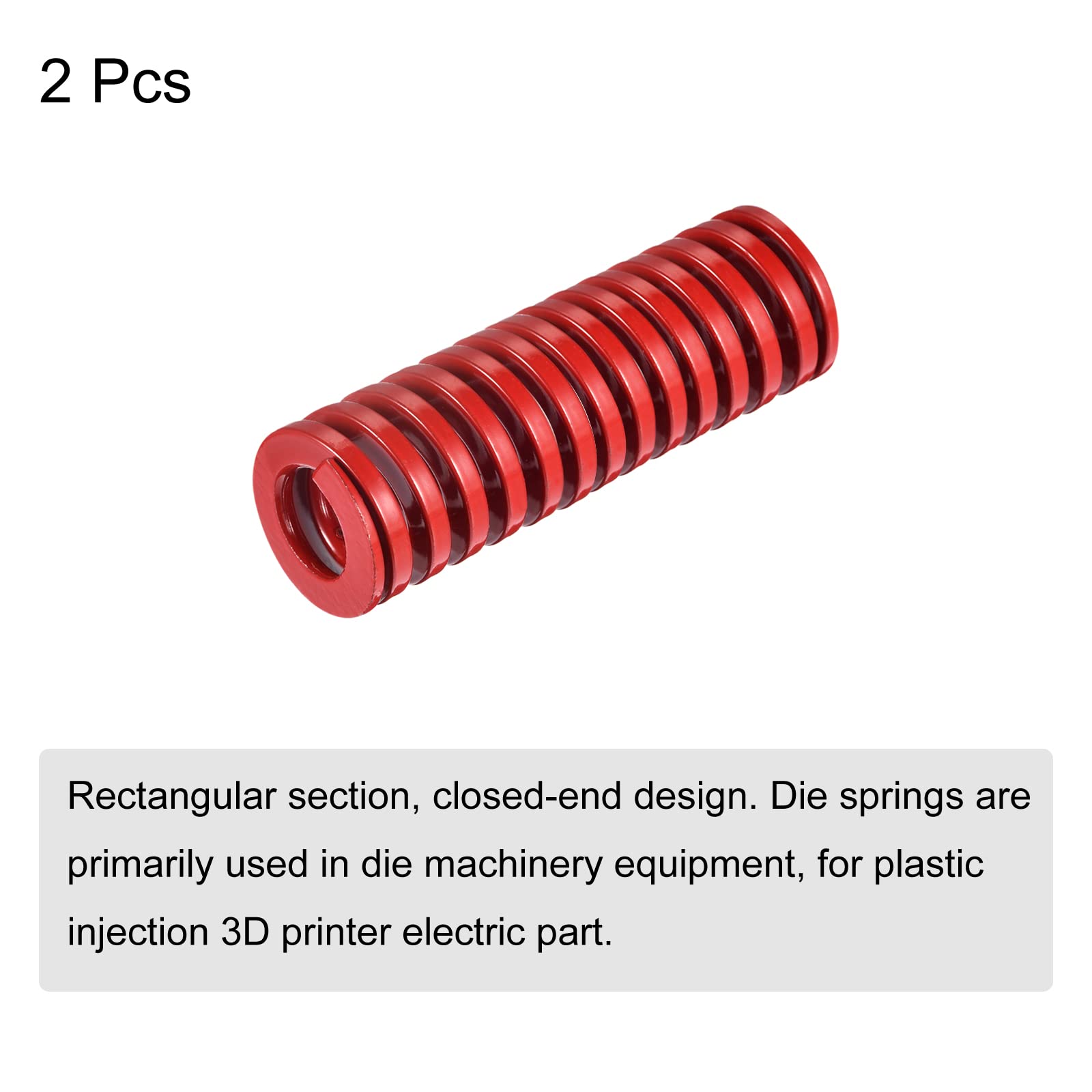 sourcing map 3D Impresora Troquel Resorte, 2uds TM 20mm OD 65mm Largo Espiral Compresión Rojo
