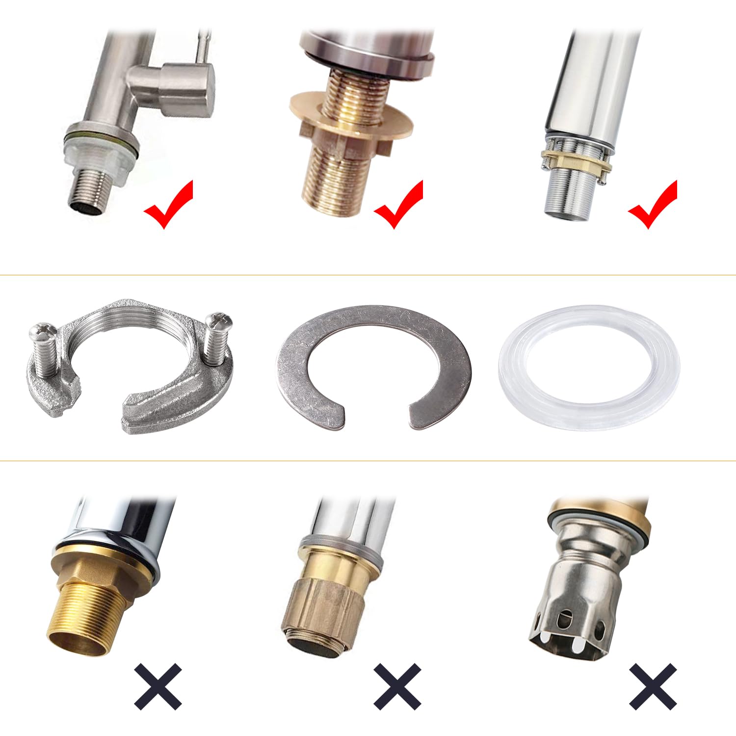 31mm Kit de Tuercas de Fijación de Grifo, Kit de Fijación de Grifo, para Grifos de Agua Caliente y Fría en Lavabos de Cocina y Baño, Acero Inoxidable