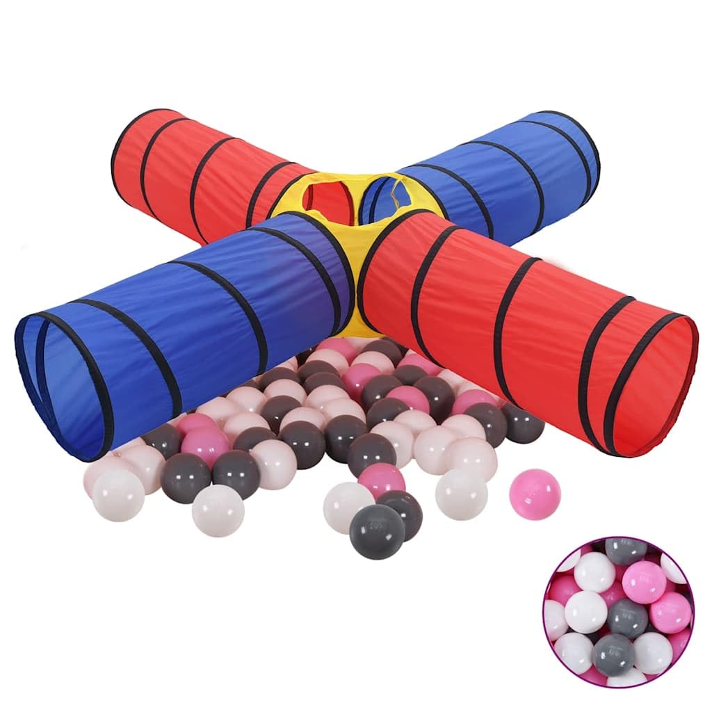 Tunnel da gioco con 250 palline colorate, per bambini dai 4 anni in su, pieghevole, per interni ed esterni, con 4 tunnel, robusto poliestere, adatto per giardino, cameretta dei bambini, parco