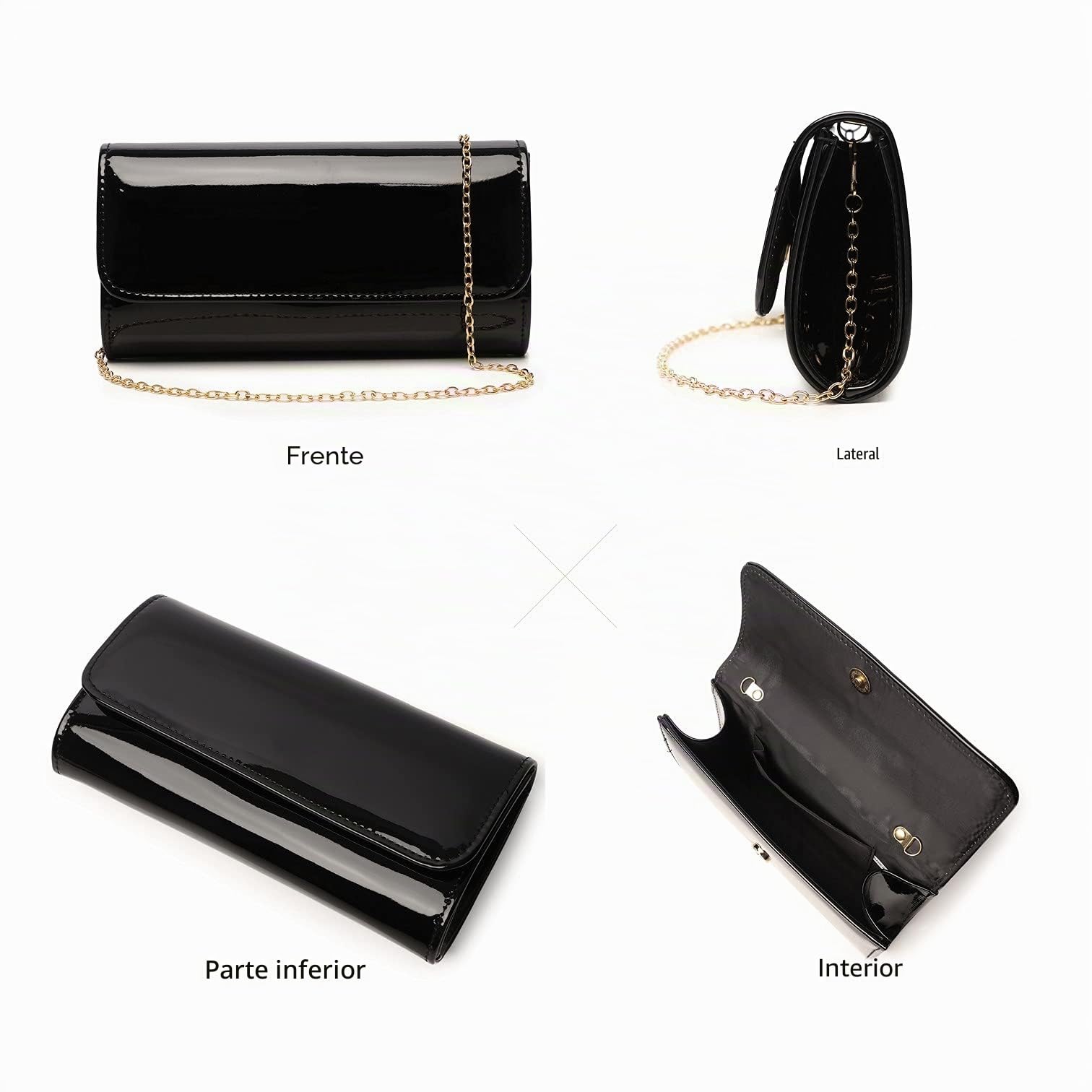 Bolso de mano de charol para mujer, elegante bolso de hombro para Navidad, boda, fiesta, baile de graduación