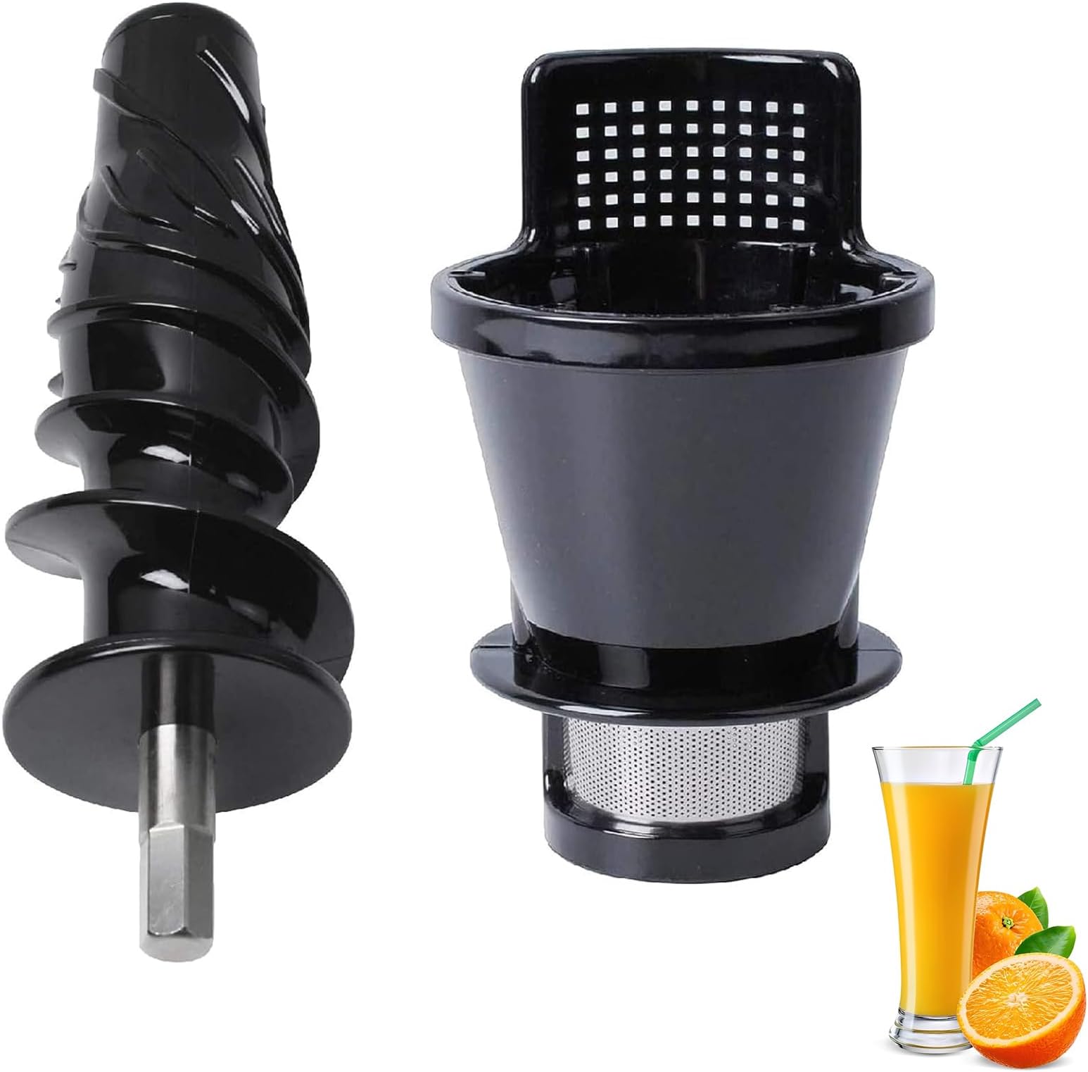8006 Juicer Replacement Parts Compatible with Omegae 8006 8005 8004 8003 Slow Masticating Juicer Contains 1x Juicer Screen & 1x Auger